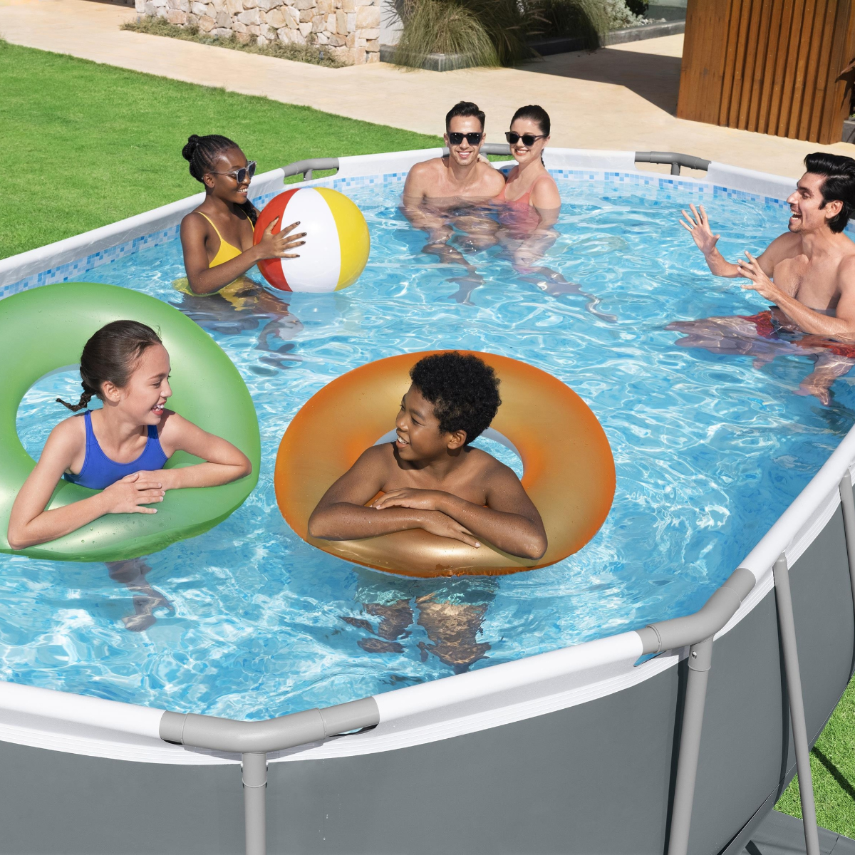 Bestway 16ft x 10ft x 42" Oval Steel Pro MAX Above Ground Swimming Pool, Filter Pump & Accessories