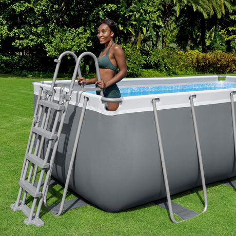 Bestway 13ft 3" x 6ft 7" x 48" Rectangular Steel Pro MAX™ Above Ground Swimming Pool, Sand Filter Pump & Accessories