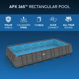Bestway 24ft x 12ft x 52" Rectangular APX 365 Above Ground Swimming Pool, Polysphere Filter Pump & Accessories