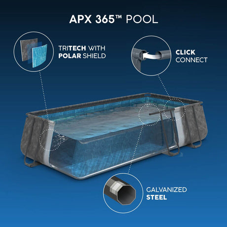 Bestway 24ft x 12ft x 52" Rectangular APX 365 Above Ground Swimming Pool, Polysphere Filter Pump & Accessories