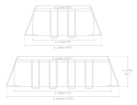 Intex 16ft x 8ft x 42" Prism Frame™ Rectangular Above Ground Swimming Pool with Filter Pump and Accessories