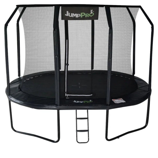 10ft x 7ft JumpPRO™ Xcel Black Oval Trampoline with Enclosure