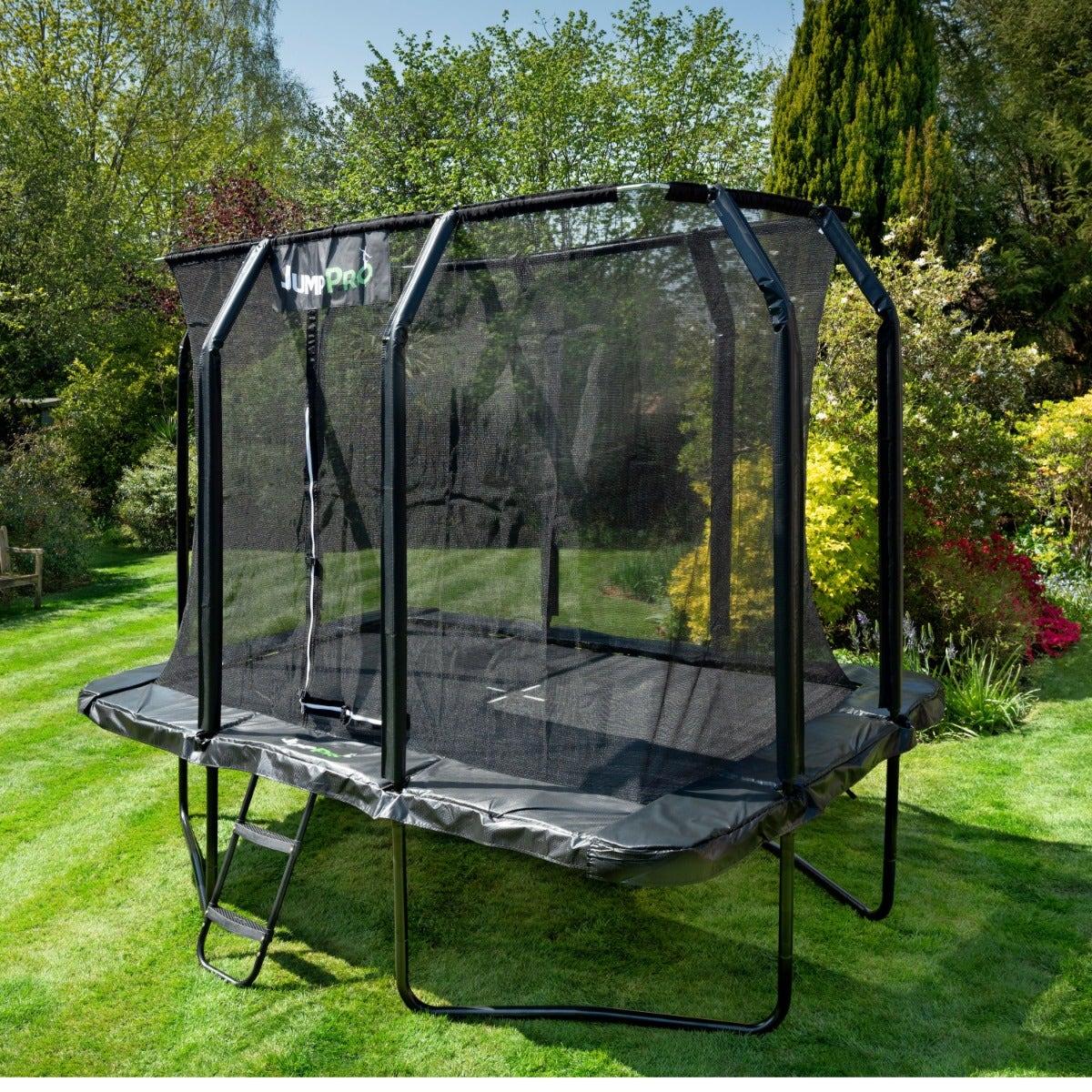 12ft x 8ft JumpPRO™ Xcel Black Rectangular Trampoline with Enclosure