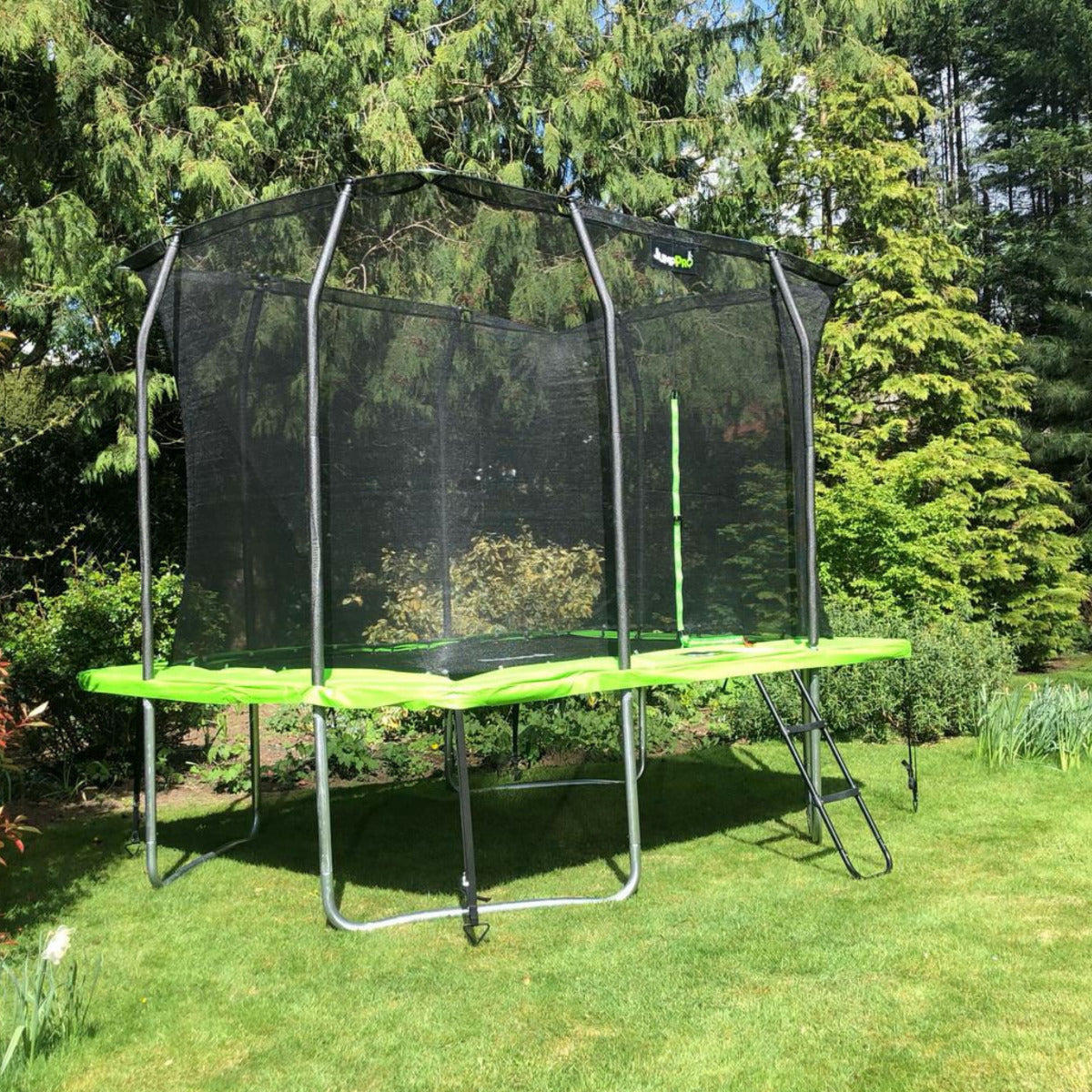 10ft x 7ft JumpPRO® Xplore Green Rectangular Trampoline with Enclosure