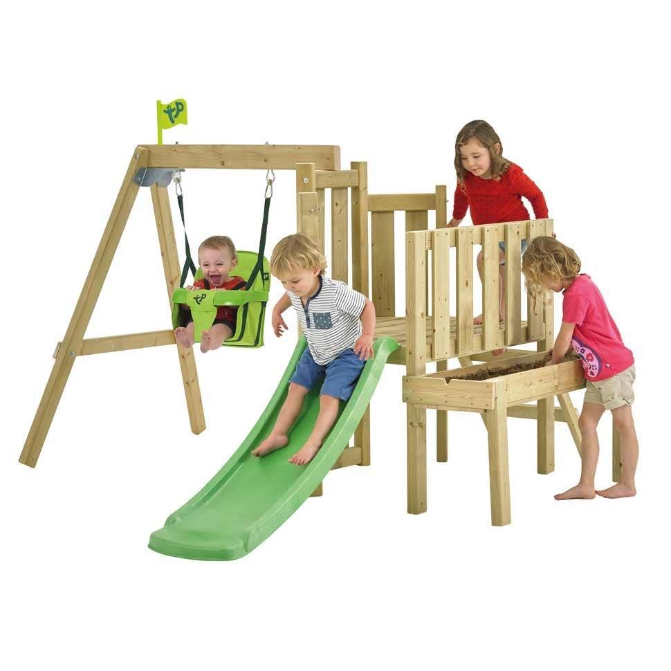 tp forest wooden swing set and slide
